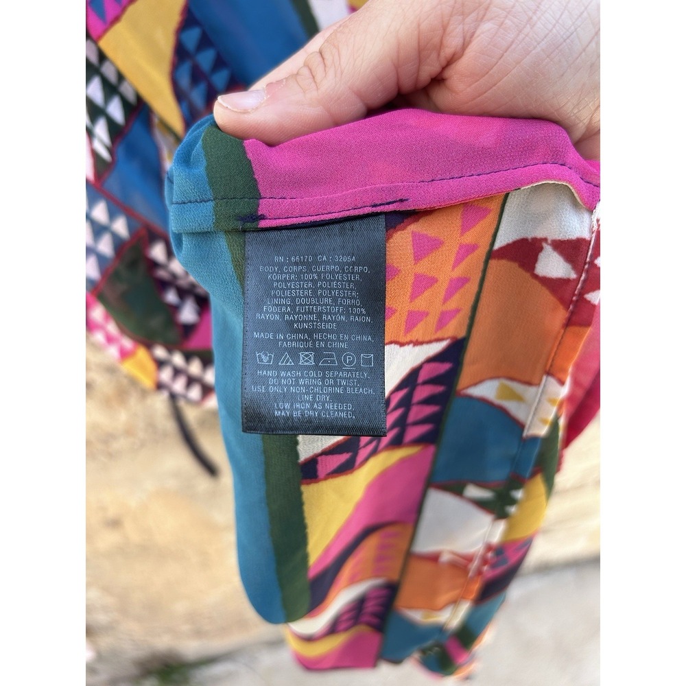 ANTHROPOLOGIE Maeve Colorful Geometric Print Mini Lucia Dress Summer Casual Sz 4 - Picture 3 of 4